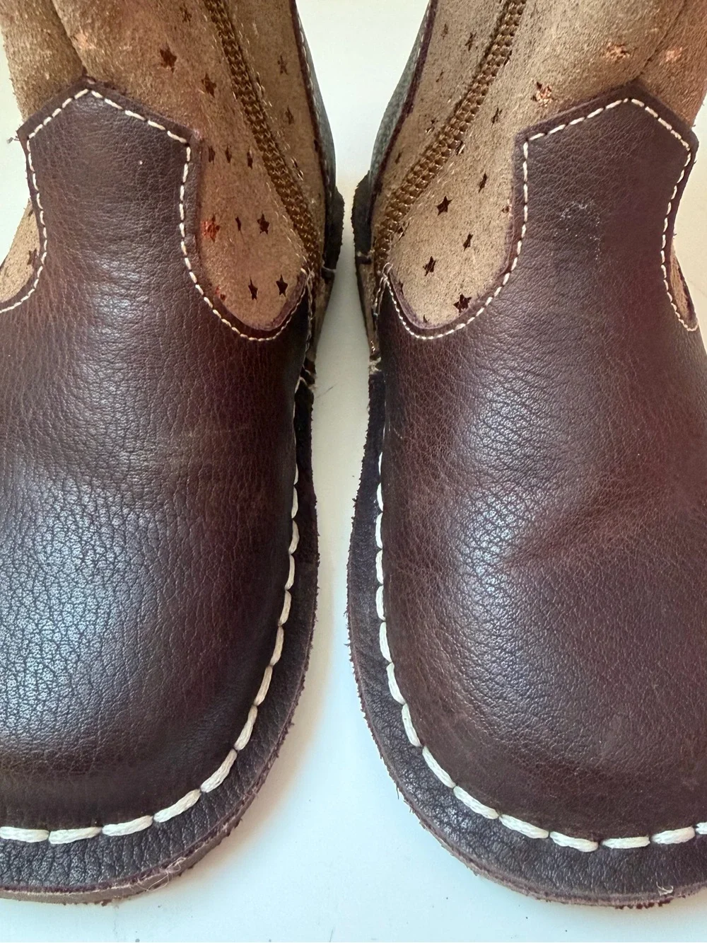 Livie & Luca Vega Brown Leather and Tan Star Suede Kids Boots